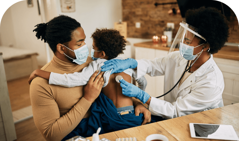 Healthcare worker helping a patient