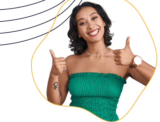 Smiling learner giving a thumbs up