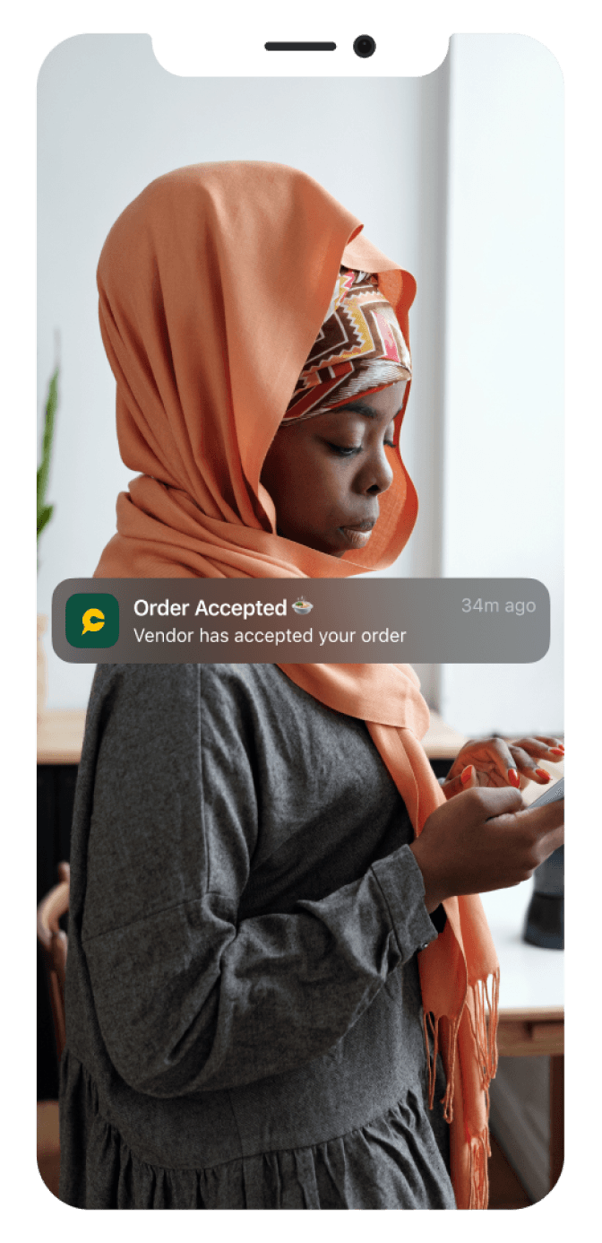 Order accepted mobile notification