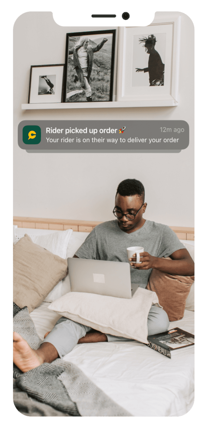 Rider pickup mobile notification
